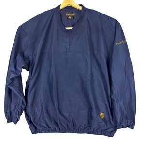 FootJoy Pullover Jacket Mens XL Blue Golf Windbreaker V Neck Pockets Lightweight